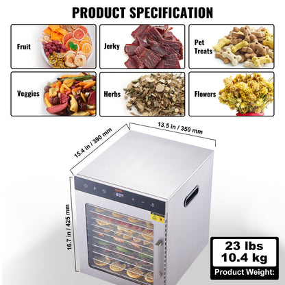 10 Trays Food Dehydrator Machine Stainless Steel 800W Jerky Fruit Drying - Image 7
