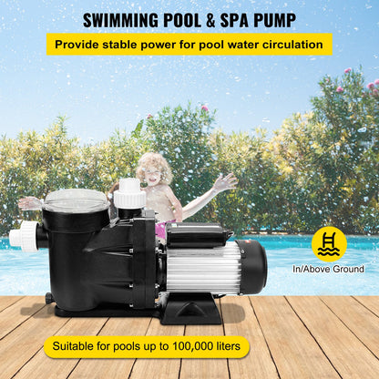 Swimming Pool Filter Pump 2.5HP, 1850W Swimming Pool Pump 148GPM, Single Speed Filter for Spa Water Circulation Above Ground Apply Swimming Pool, Bathtub - Image 2