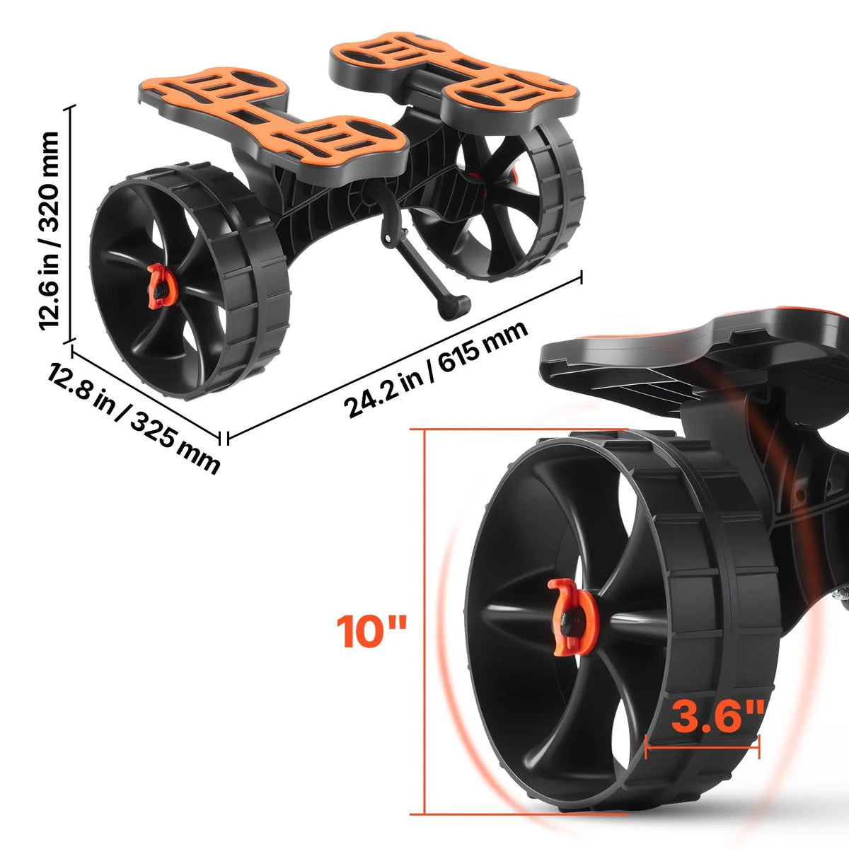 Kayak Cart, 136.1 kg Load Capacity, Foldable Kayak Trolley with 25.4 cm Solid Rubber Tires & 1 Ratchet Strap, Paddle Board Trolley for Carrying Kayaks, Canoes, Paddleboards, Float Mats,Jon Boats - Image 8