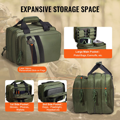Range Bag for 2 Pistols Tactical Gun Bag 2 Built-in Pistol Bags Green - Image 4