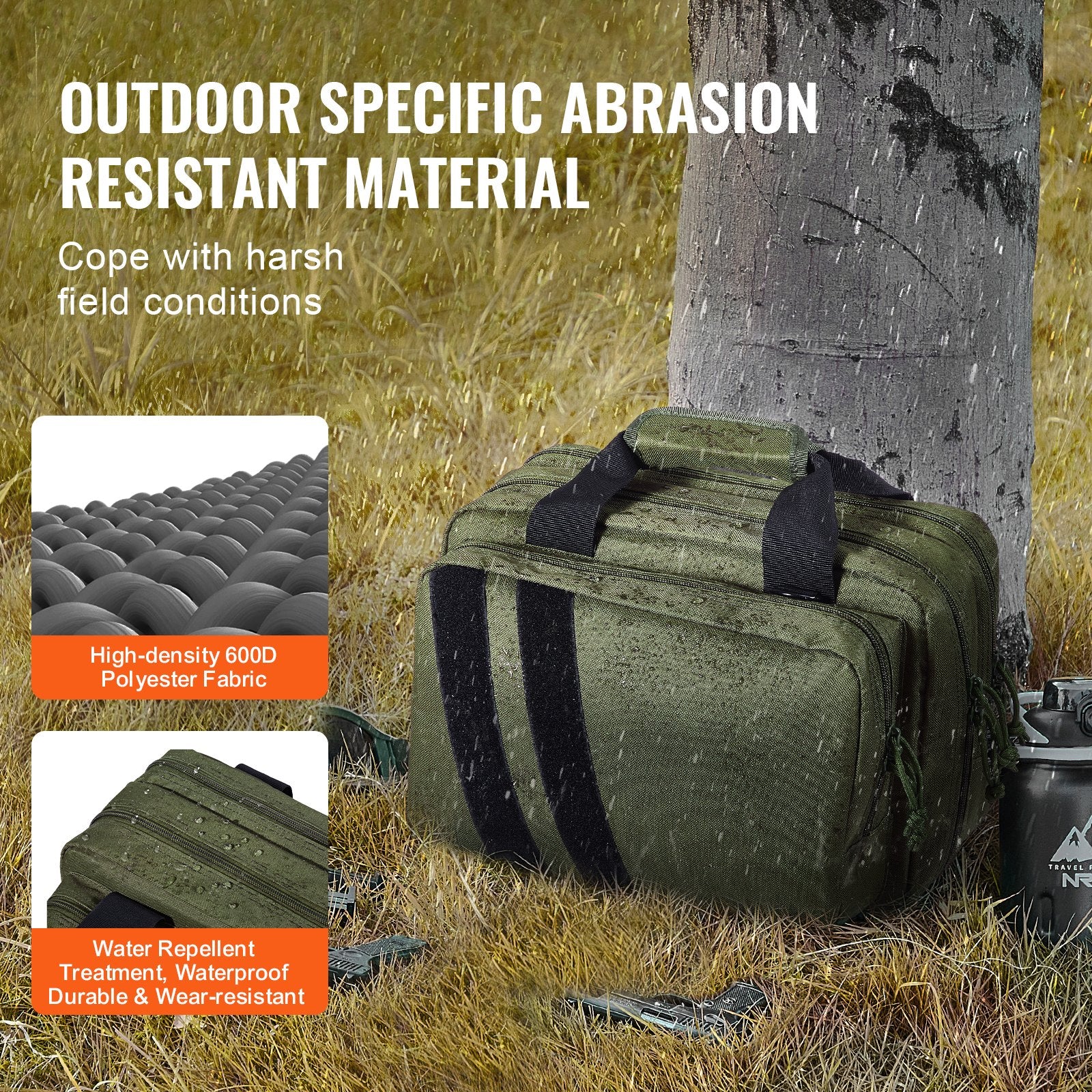 Range Bag for 2 Pistols Tactical Gun Bag 2 Built-in Pistol Bags Green - Image 5