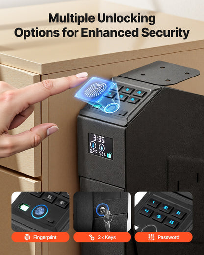 Gun Safe, Slider Handgun Gun Safe with Screen, Fingerprint/Password/Key, 3-Way Quick Access Firearm Case Box with LED for 1 Pistol & Magazine, Mounted Gun Box for Nightstand Bedside Desk Car - Image 2