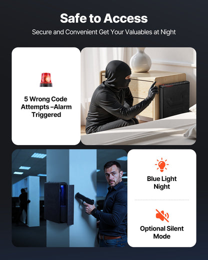 Gun Safe, Slider Handgun Gun Safe with Fingerprint/Password/Key, 3-Way Quick Access Firearm Case Box with Lighting for 1 Pistol & Magazine, Mounted Pistol Gun Box for Nightstand Bedside Desk Car - Image 4