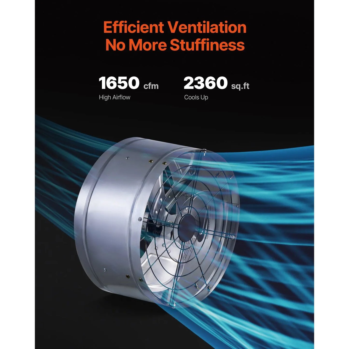 380 mm Gable Mount Fan 1300 CFM Attic Vent Fan with Adjustable Thermostat - Image 2