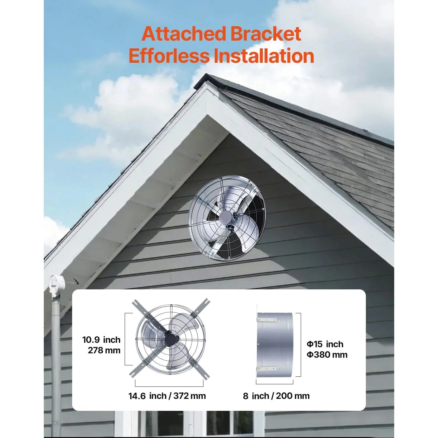 380 mm Gable Mount Fan 1300 CFM Attic Vent Fan with Adjustable Thermostat - Image 6