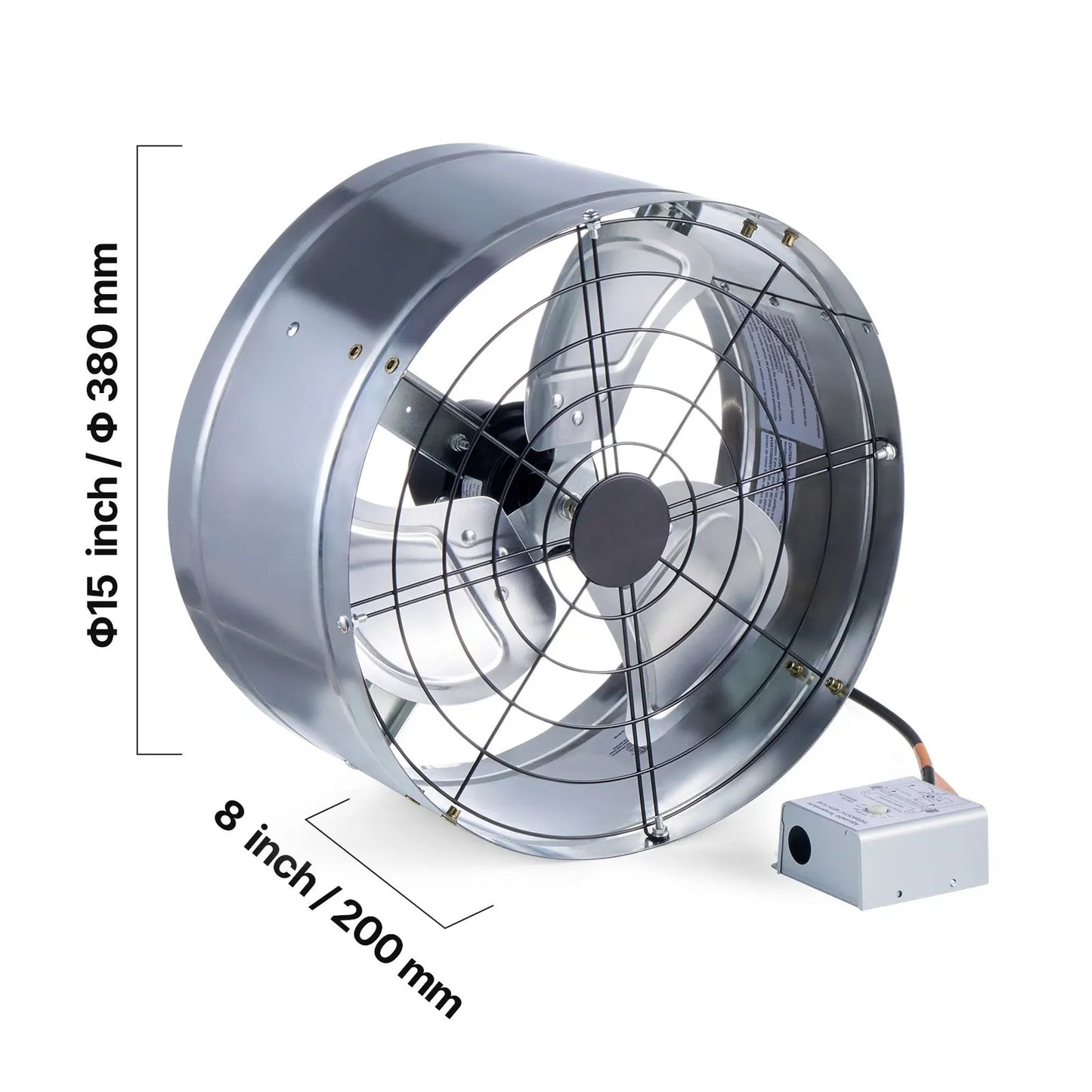 380 mm Gable Mount Fan 1300 CFM Attic Vent Fan with Adjustable Thermostat - Image 8