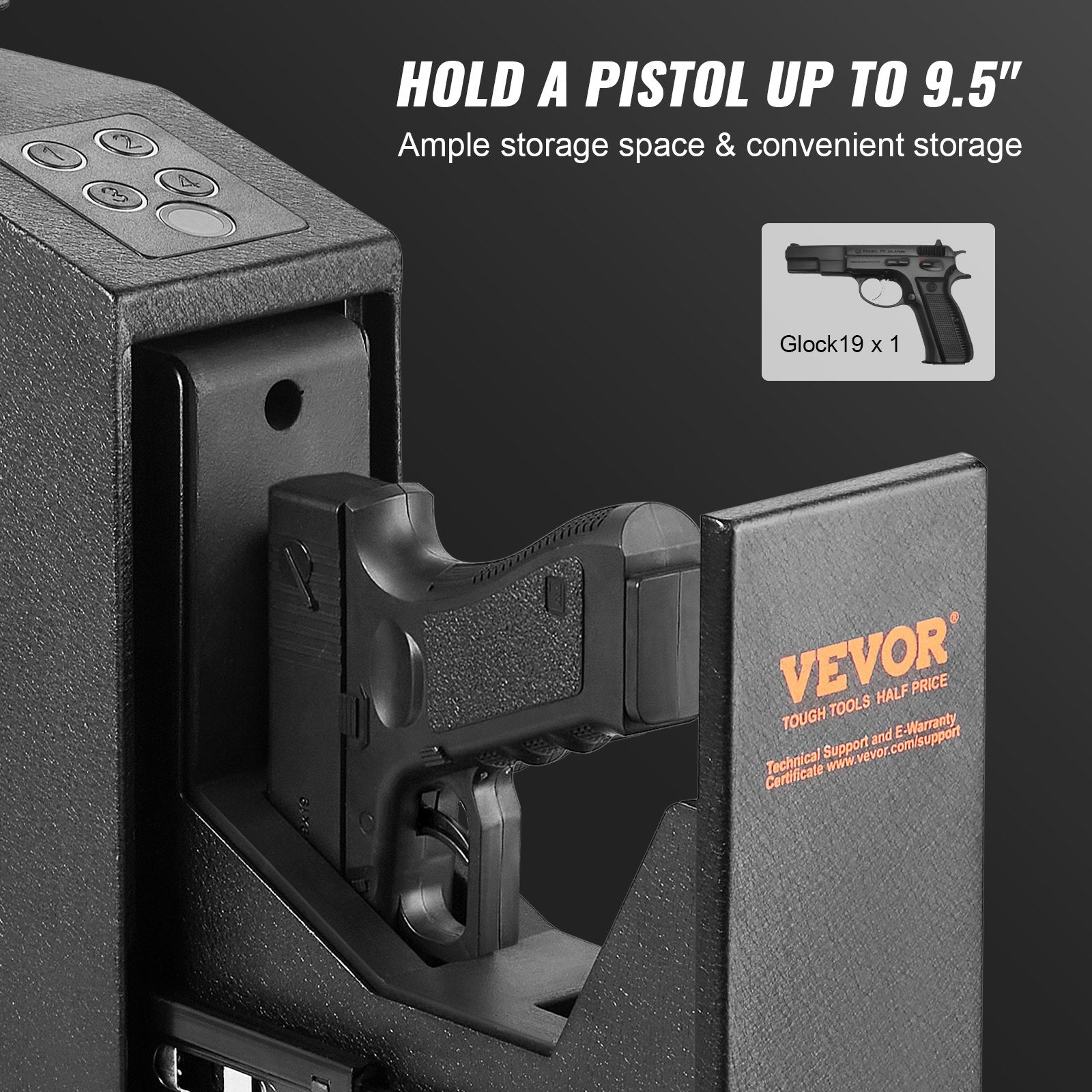 Mounted Gun Safe for Pistols Biometric Gun Safe 3 Access Ways 1 Pistol - Image 3