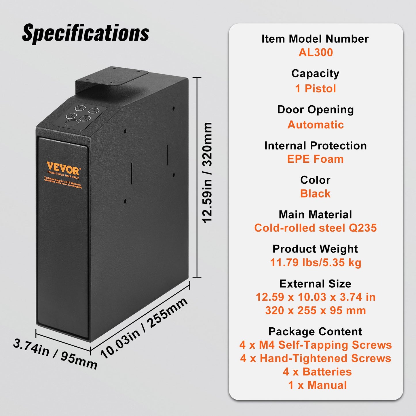 Mounted Gun Safe for Pistols Biometric Gun Safe 3 Access Ways 1 Pistol - Image 7