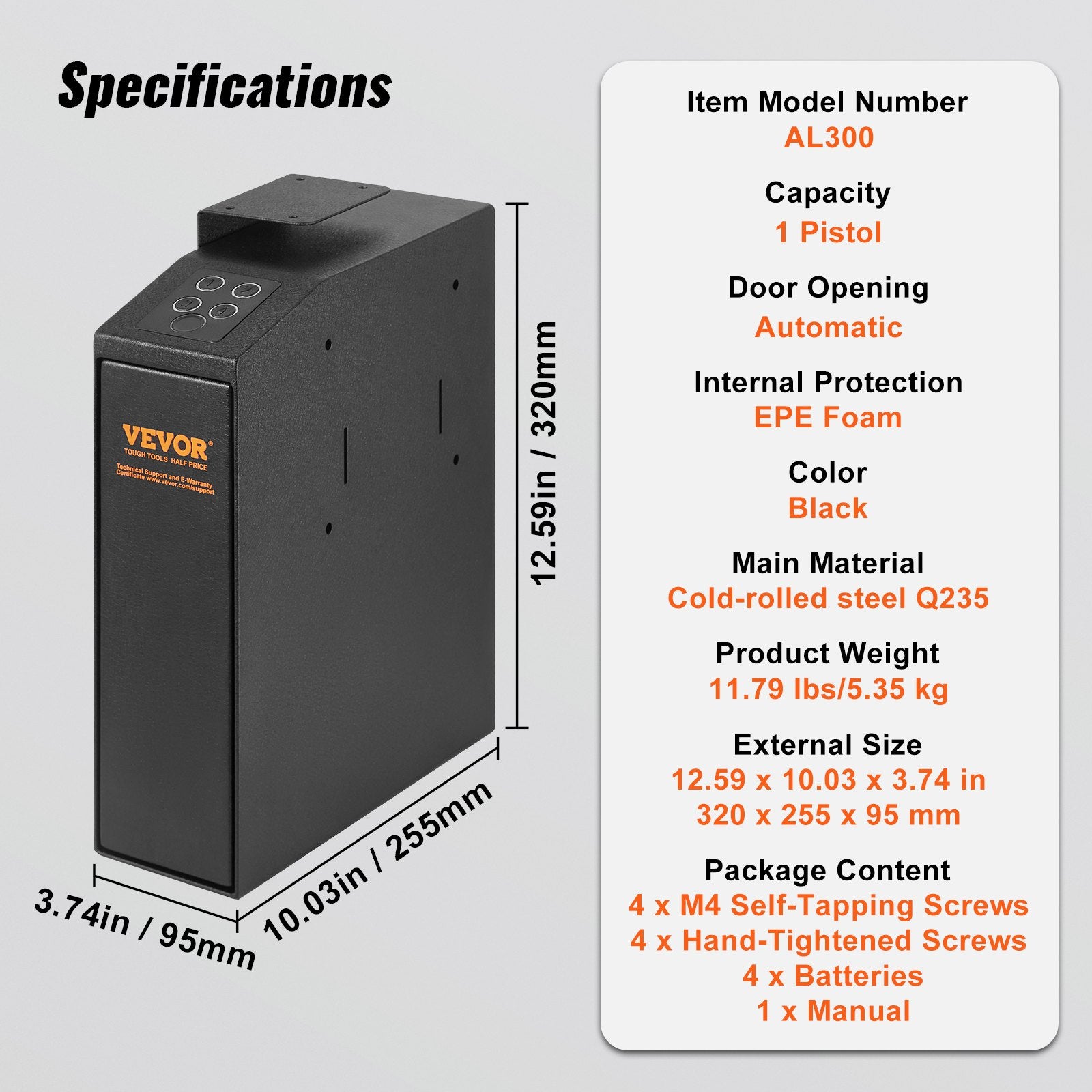 Mounted Gun Safe for Pistols Biometric Gun Safe 3 Access Ways 1 Pistol - Image 7