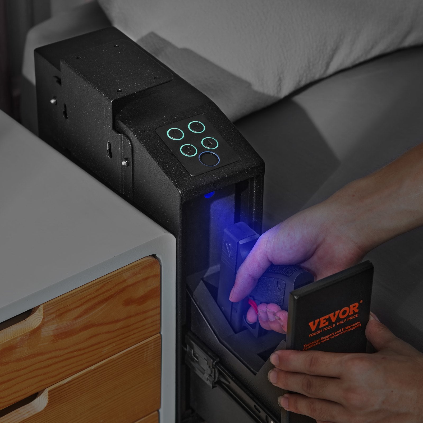 Mounted Gun Safe for Pistols Biometric Gun Safe 3 Access Ways 1 Pistol - Image 8