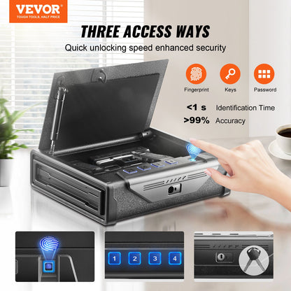 Gun Safe for Pistols Biometric Gun Safe with 3 Access Ways for 2 Pistols - Image 2