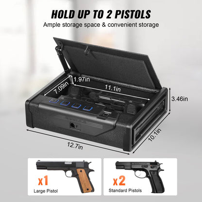 Gun Safe for Pistols Biometric Gun Safe with 3 Access Ways for 2 Pistols - Image 3