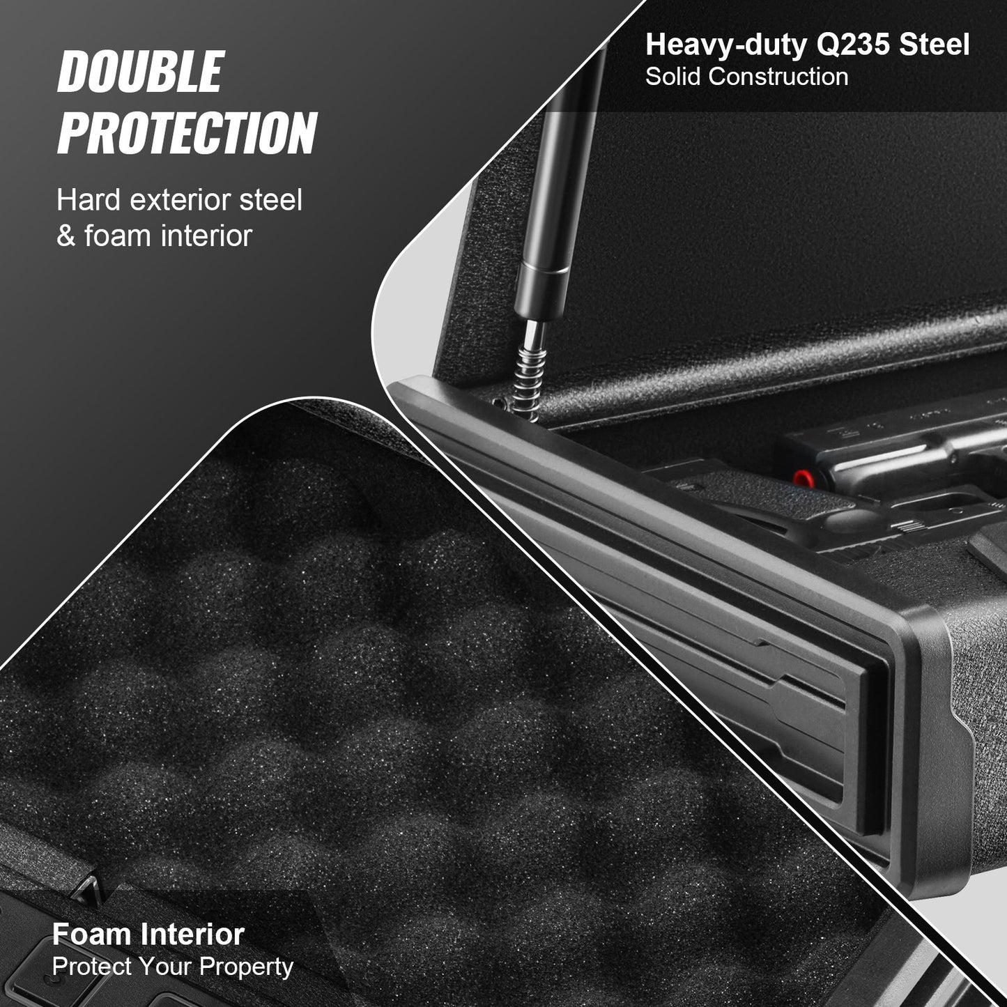 Gun Safe for Pistols Biometric Gun Safe with 3 Access Ways for 2 Pistols - Image 5