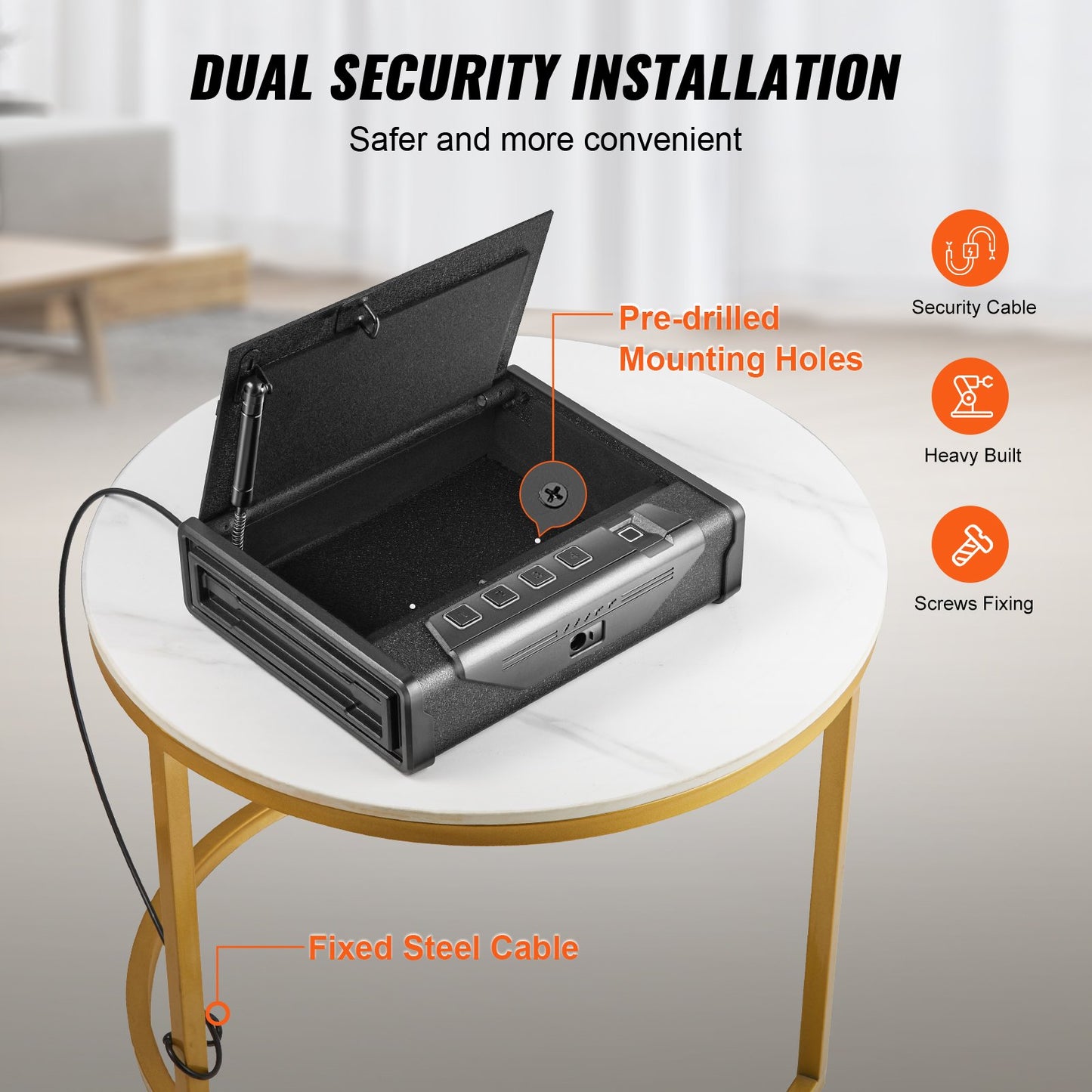 Gun Safe for Pistols Biometric Gun Safe with 3 Access Ways for 2 Pistols - Image 6