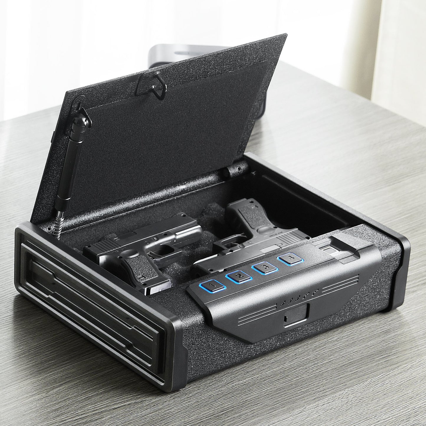 Gun Safe for Pistols Biometric Gun Safe with 3 Access Ways for 2 Pistols - Image 8