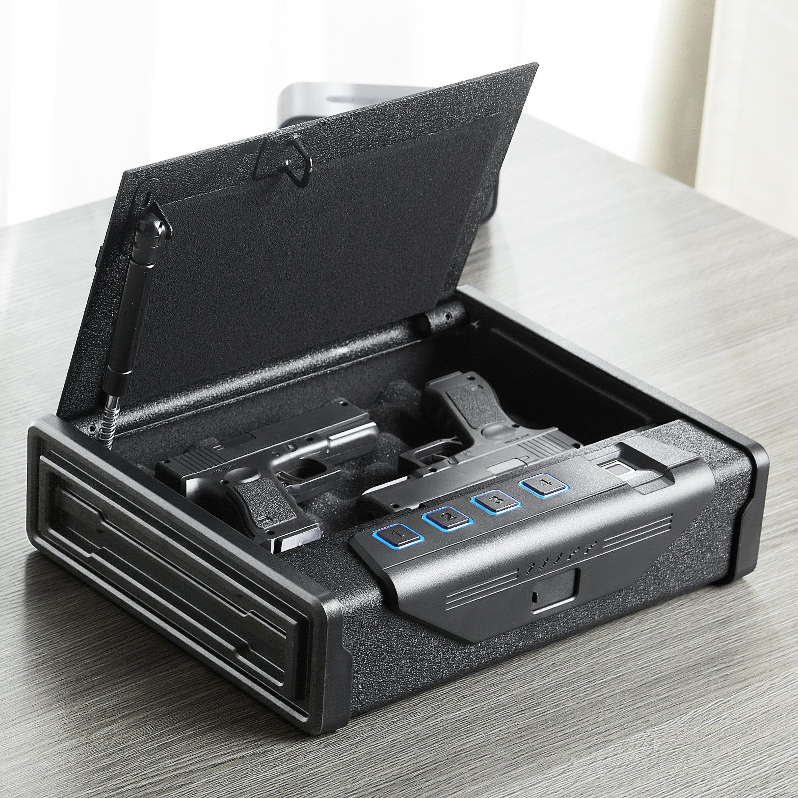 Gun Safe for Pistols Biometric Gun Safe with 3 Access Ways for 2 Pistols - Image 8
