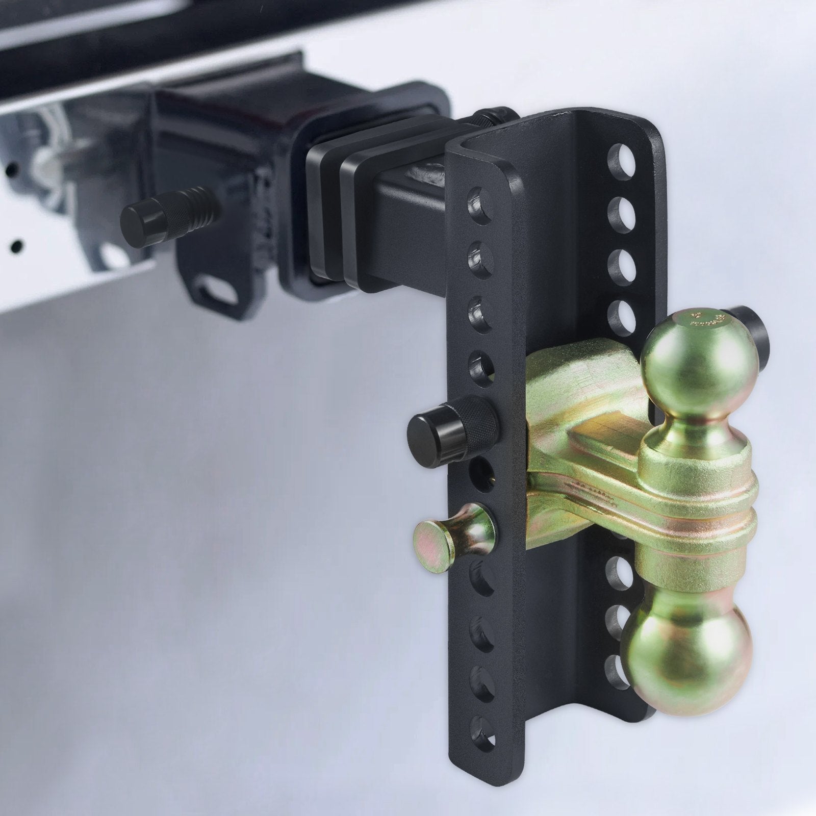 Adjustable Trailer Hitch, 203.2 mm Drop & 165.1 mm Rise Hitch Ball Mount with 50.8 mm Receiver, Solid Tube, 6350 kg GTW, 50.8 m and 58.7 mm 45# Steel Tow Balls with Key Lock for Truck Towing - Image 8