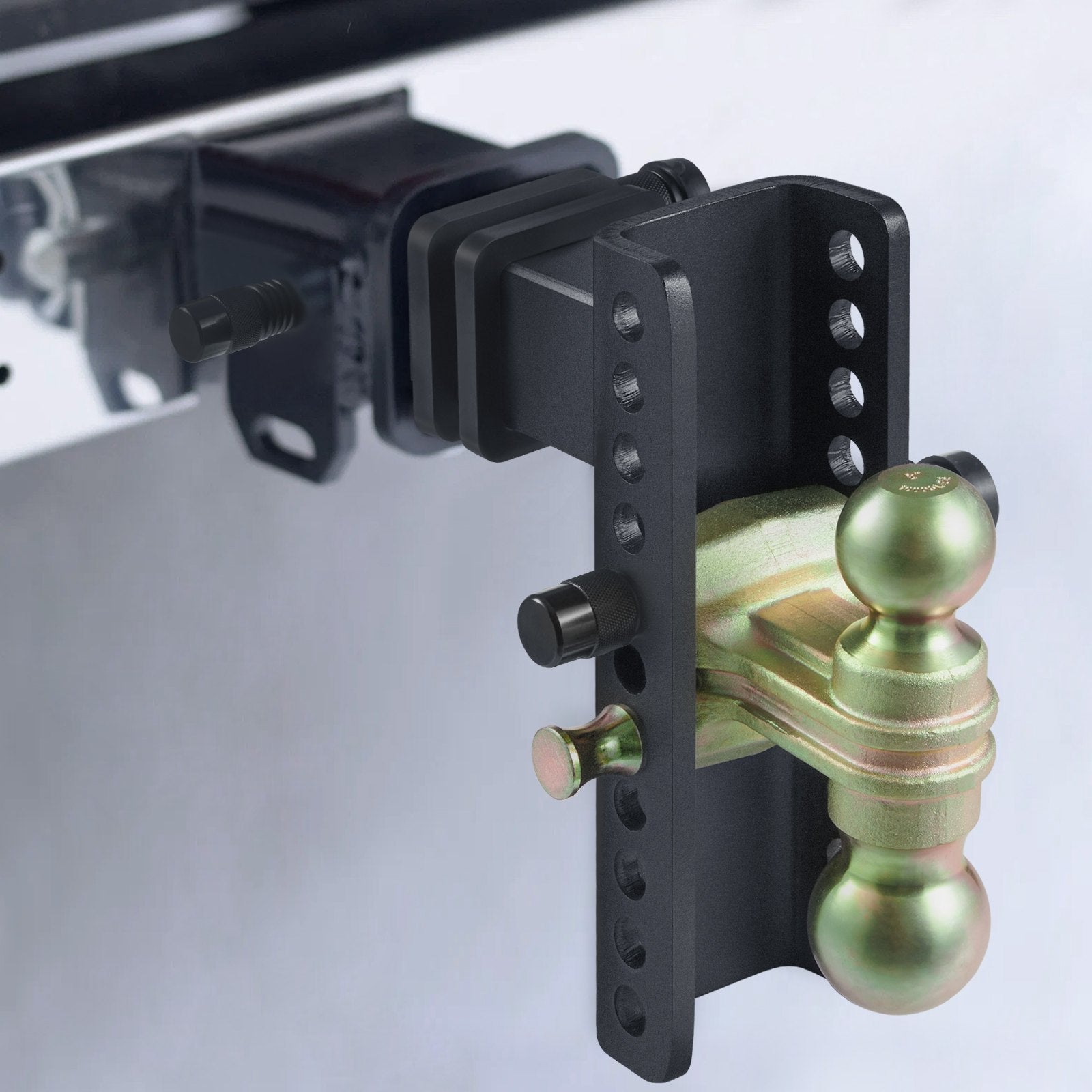Adjustable Trailer Hitch, 203.2 mm Drop & 165.1 mm Rise Hitch Ball Mount with 63.5 mm Receiver, Solid Tube, 6577 kg GTW, 50.8 mm & 58.7 mm 45# Steel Tow Balls with Key Lock for Truck Towing - Image 8