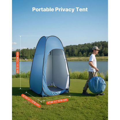 Pop up Shower Tent, Instant Portable Privacy Tent Changing Room with Hanging Bag, Ground Stakes, Ropes, Carry Bag, 190T Polyester with Silver Coating, Quick Setup, for Camping, Beach, Fishing - Image 2