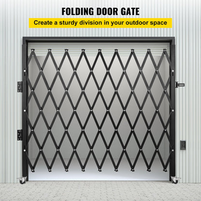 VEVOR Single Folding Security Gate, 85" H x 95" W Folding Door Gate, Steel Accordion Security Gate, Flexible Expanding Security Gate, Rolling Barricade Gate, Scissor Gate/Door with Padlock - Image 2