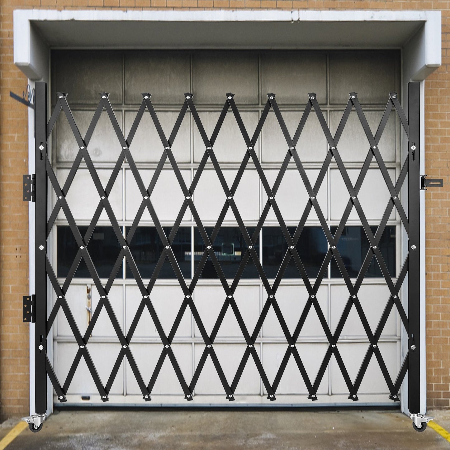 VEVOR Single Folding Security Gate, 85" H x 95" W Folding Door Gate, Steel Accordion Security Gate, Flexible Expanding Security Gate, Rolling Barricade Gate, Scissor Gate/Door with Padlock - Image 8
