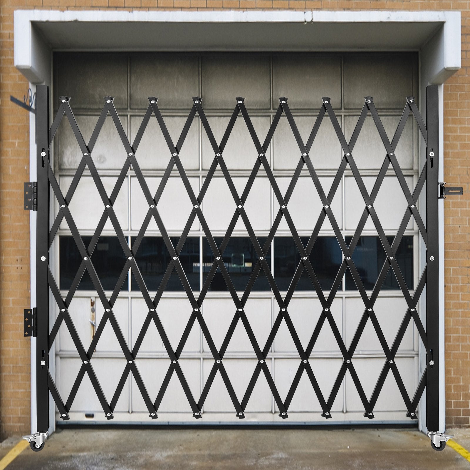 VEVOR Single Folding Security Gate, 85" H x 95" W Folding Door Gate, Steel Accordion Security Gate, Flexible Expanding Security Gate, Rolling Barricade Gate, Scissor Gate/Door with Padlock - Image 8