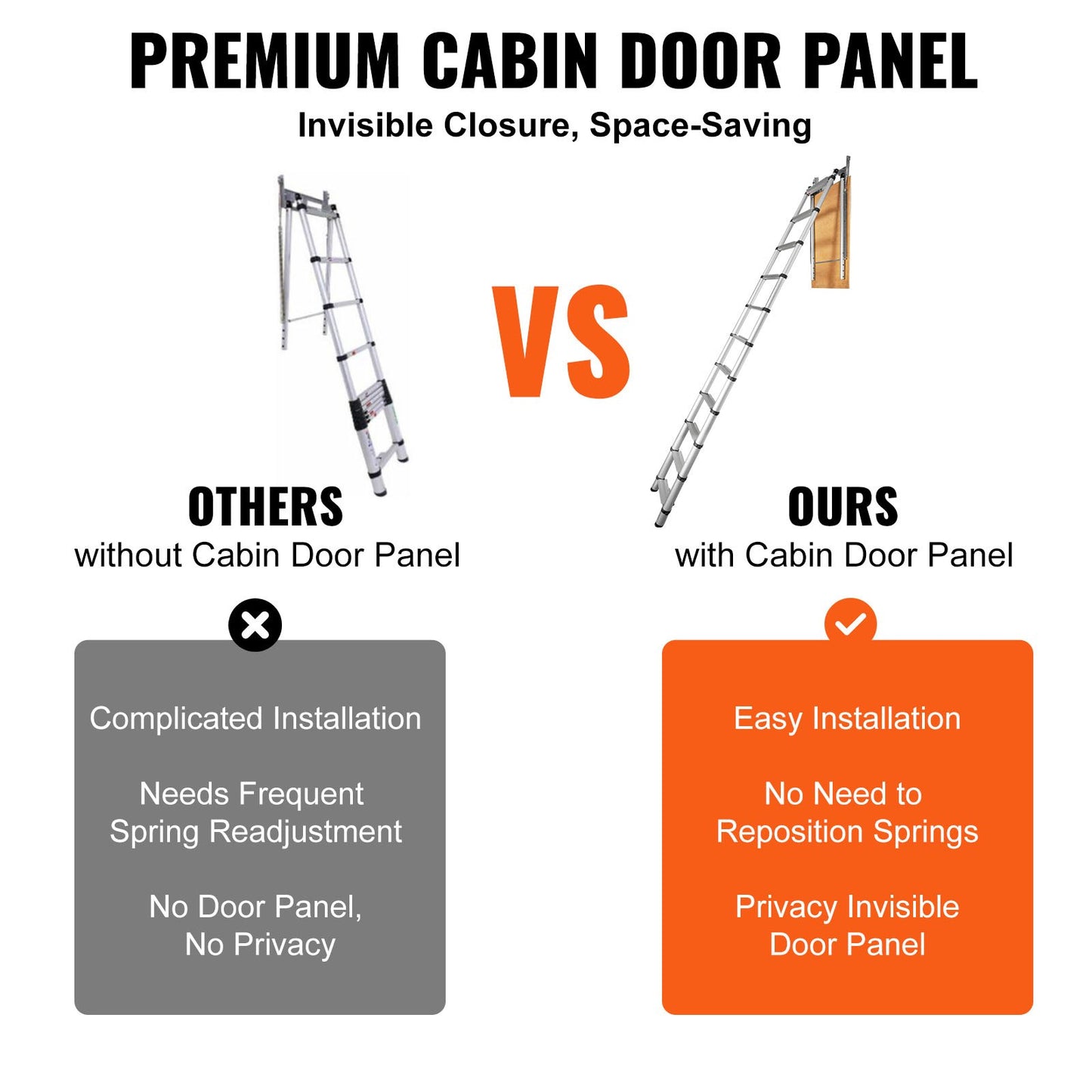 Attic Ladder Telescoping, 158.76kg Capacity, 100cm x 59.94cm,Multi-Purpose Aluminium Extension, Lightweight and Portable,Fits298.7cm-320.04cmCeilingHeights,Convenient Access to Your Attic Standa - Image 3