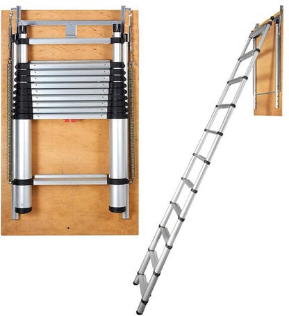 Attic Ladder Telescoping, 158.76kg Capacity, 100cm x 59.94cm,Multi-Purpose Aluminium Extension, Lightweight and Portable,Fits298.7cm-320.04cmCeilingHeights,Convenient Access to Your Attic Standa - Image 5