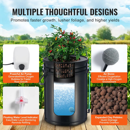 DWC Hydroponics Grow System Deep Water Culture with Top Drip 2 Buckets - Image 3