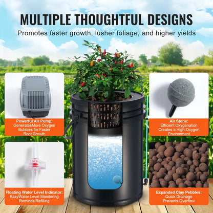 DWC Hydroponics Grow System Deep Water Culture with Top Drip 4 Buckets - Image 3