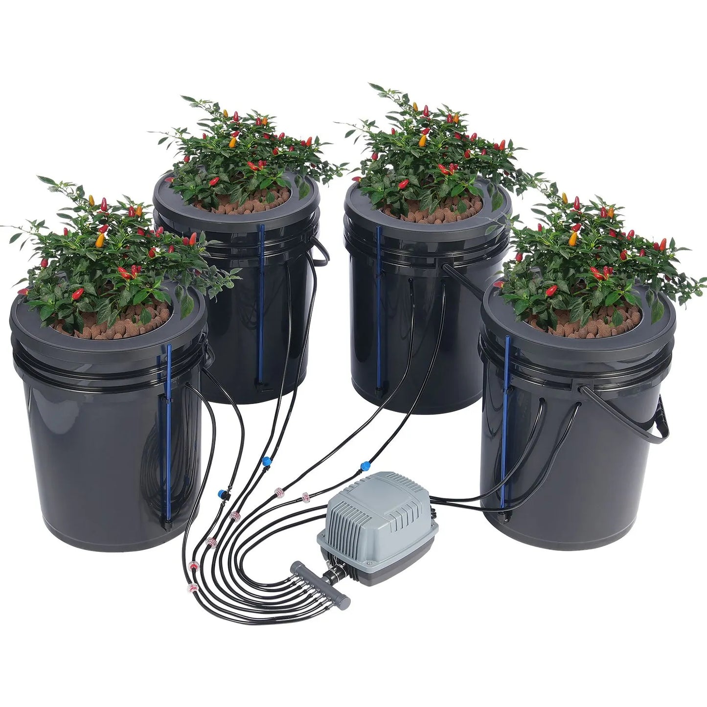 DWC Hydroponics Grow System Deep Water Culture with Top Drip 4 Buckets - Image 9