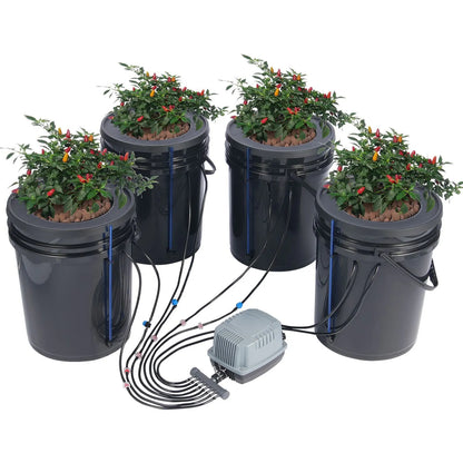 DWC Hydroponics Grow System Deep Water Culture with Top Drip 4 Buckets - Image 9