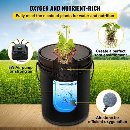 DWC Hydroponic System, 5 Gallon 5 Buckets, Deep Water Culture Growing Bucket, Hydroponics Grow Kit with Pump, Air Stone and Connected Reservoir, for Indoor/Outdoor Leafy Vegetables - Image 4