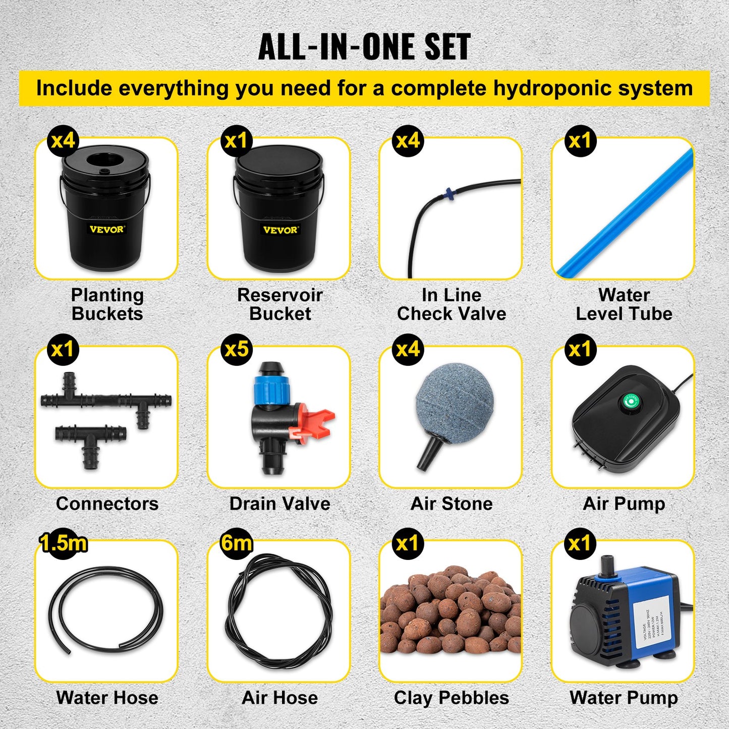 DWC Hydroponic System, 5 Gallon 5 Buckets, Deep Water Culture Growing Bucket, Hydroponics Grow Kit with Pump, Air Stone and Connected Reservoir, for Indoor/Outdoor Leafy Vegetables - Image 6