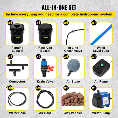 DWC Hydroponic System, 5 Gallon 5 Buckets, Deep Water Culture Growing Bucket, Hydroponics Grow Kit with Pump, Air Stone and Connected Reservoir, for Indoor/Outdoor Leafy Vegetables - Image 6