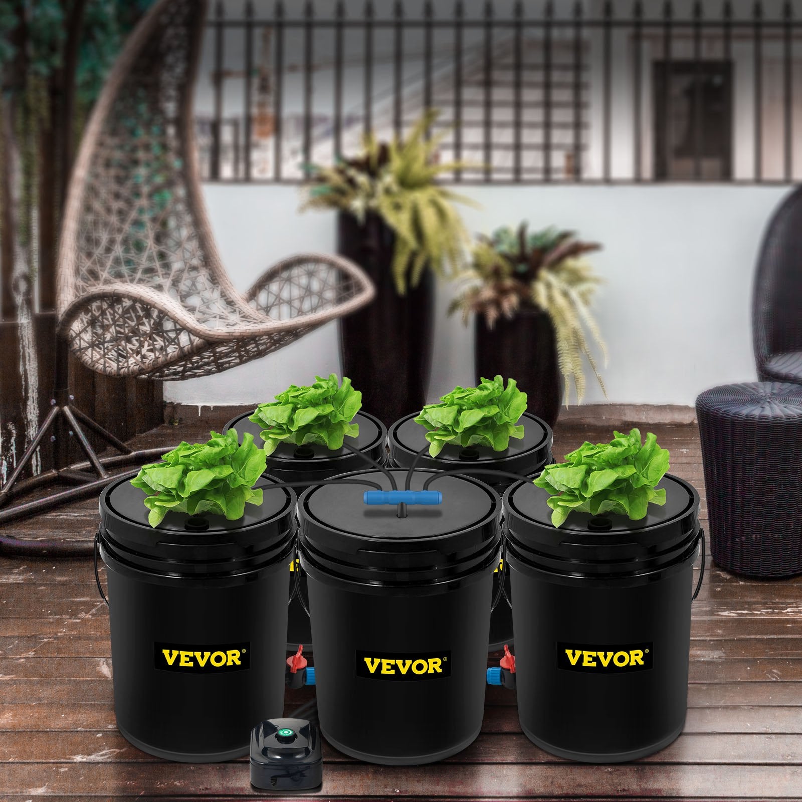 DWC Hydroponic System, 5 Gallon 5 Buckets, Deep Water Culture Growing Bucket, Hydroponics Grow Kit with Pump, Air Stone and Connected Reservoir, for Indoor/Outdoor Leafy Vegetables - Image 8