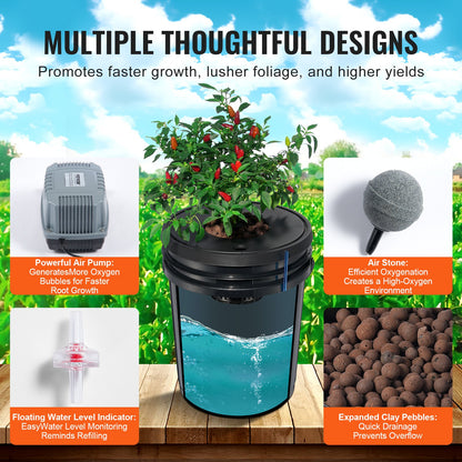 DWC Hydroponics Grow System Deep Water Culture 8 Buckets with Air Pump - Image 3