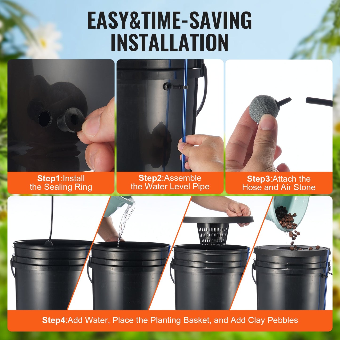 DWC Hydroponics Grow System Deep Water Culture 8 Buckets with Air Pump - Image 5