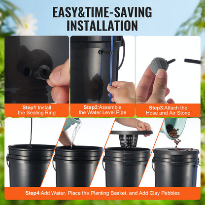 DWC Hydroponics Grow System Deep Water Culture 8 Buckets with Air Pump - Image 5