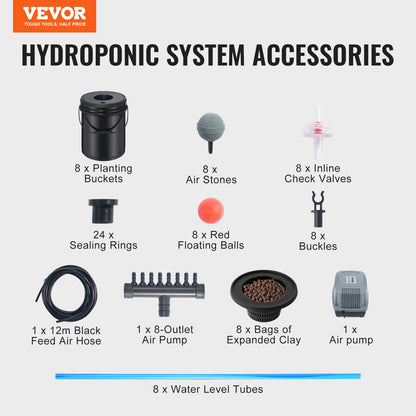DWC Hydroponics Grow System Deep Water Culture 8 Buckets with Air Pump - Image 7