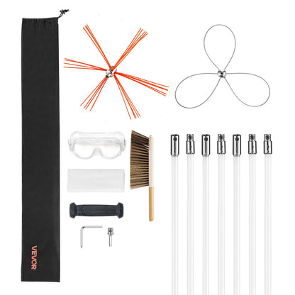 Chimney Sweep Kit, 7m Maximum Extendable Length Chimney Brush, Chimney Cleaner Sweeper with Dual Brush Heads, Brush & Goggles, Fireplace Cleaning Tool for Square, Rectangle, Arch Chimneys - Image 9