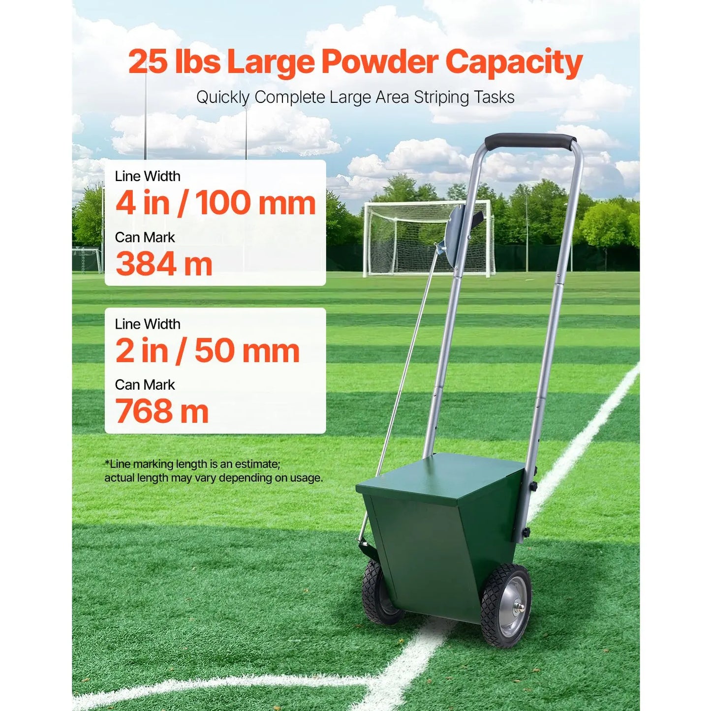 Dry Line Marker 2-Wheel 50 or 100 mm Lines Heavy Duty Steel Chalker 11.3kg - Image 4