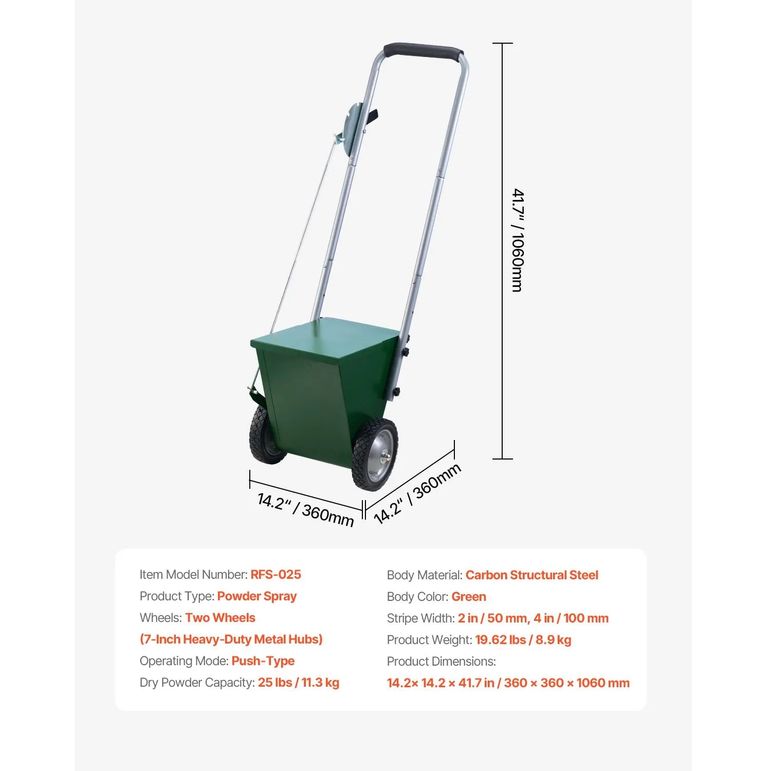 Dry Line Marker 2-Wheel 50 or 100 mm Lines Heavy Duty Steel Chalker 11.3kg - Image 7