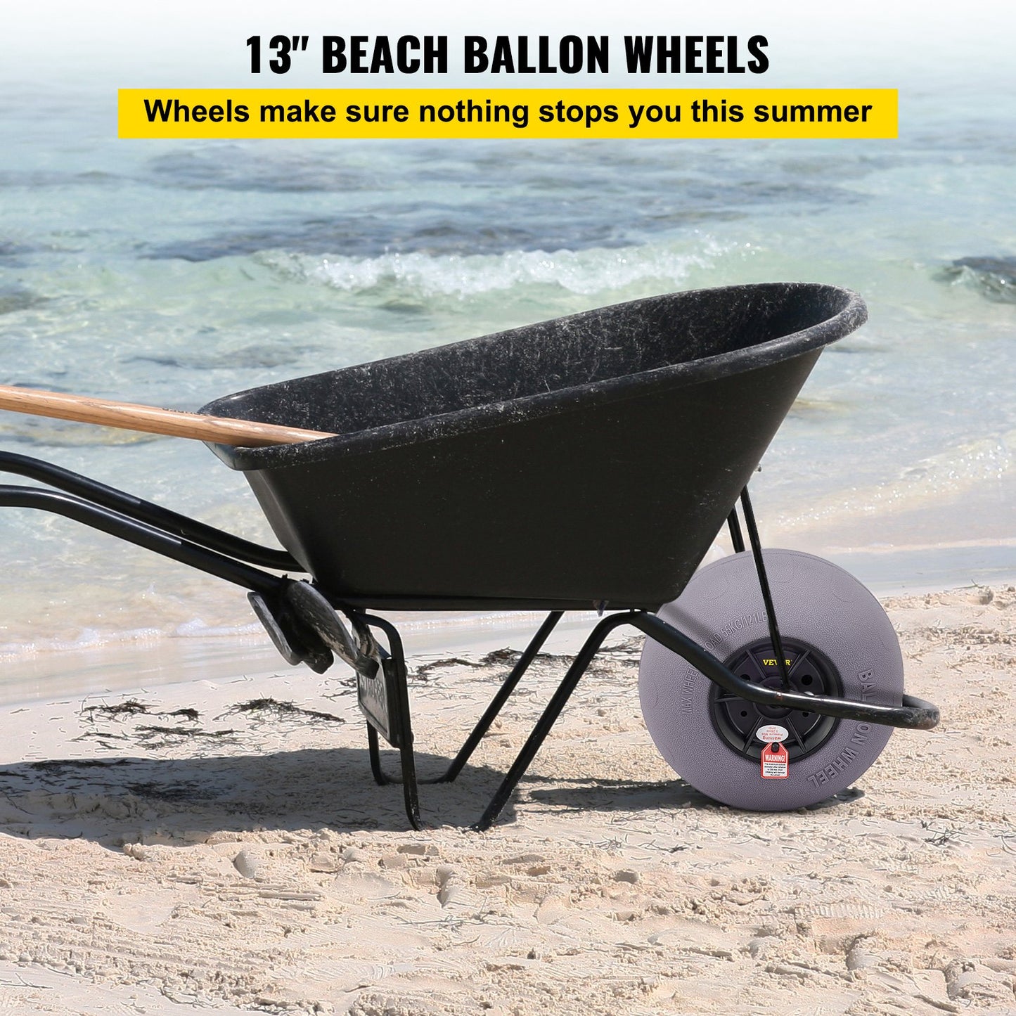 Balloon Beach Wheels Replacement Beach Tires 13" TPU 121 LBS Load Capacity - Image 2