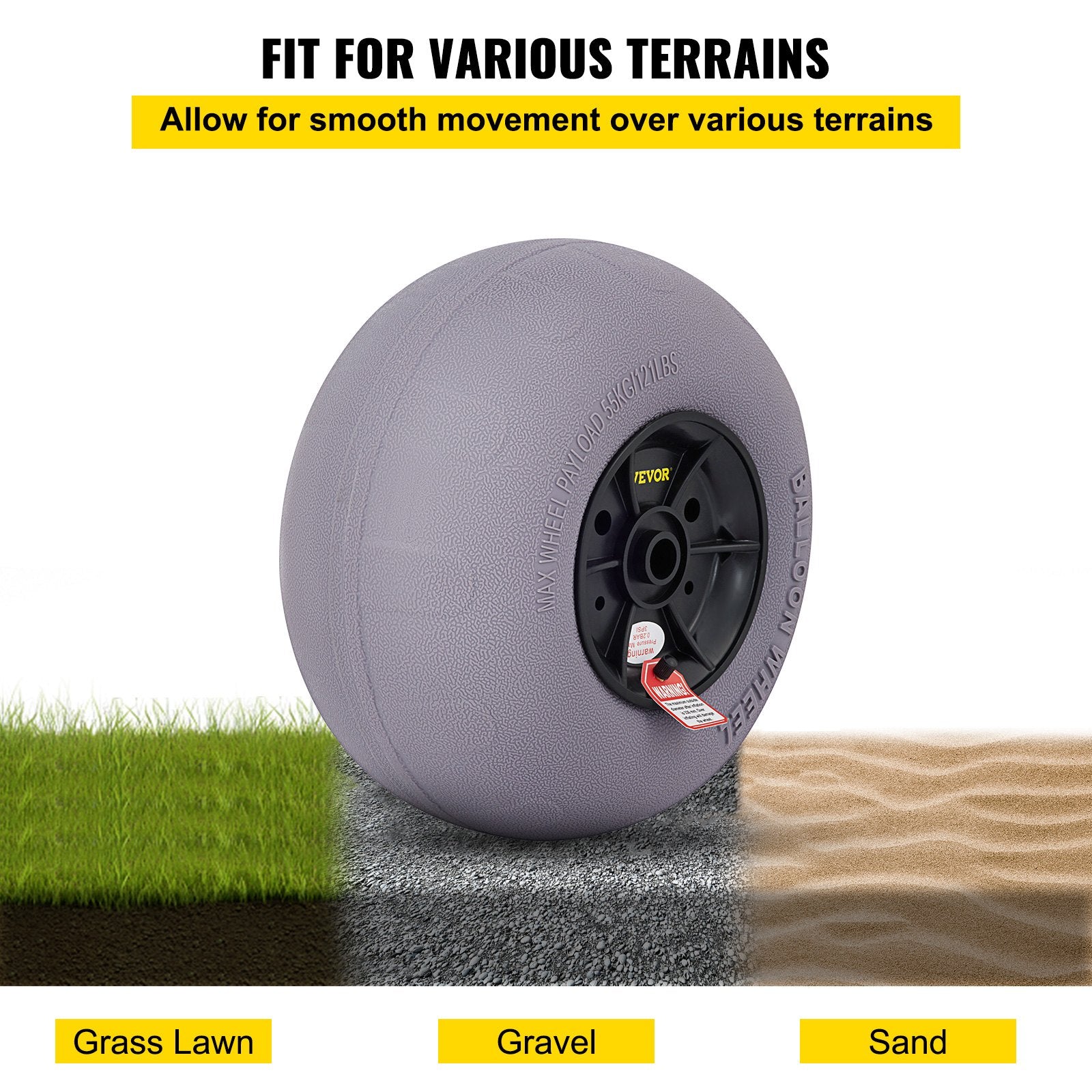 Balloon Beach Wheels Replacement Beach Tires 13" TPU 121 LBS Load Capacity - Image 5
