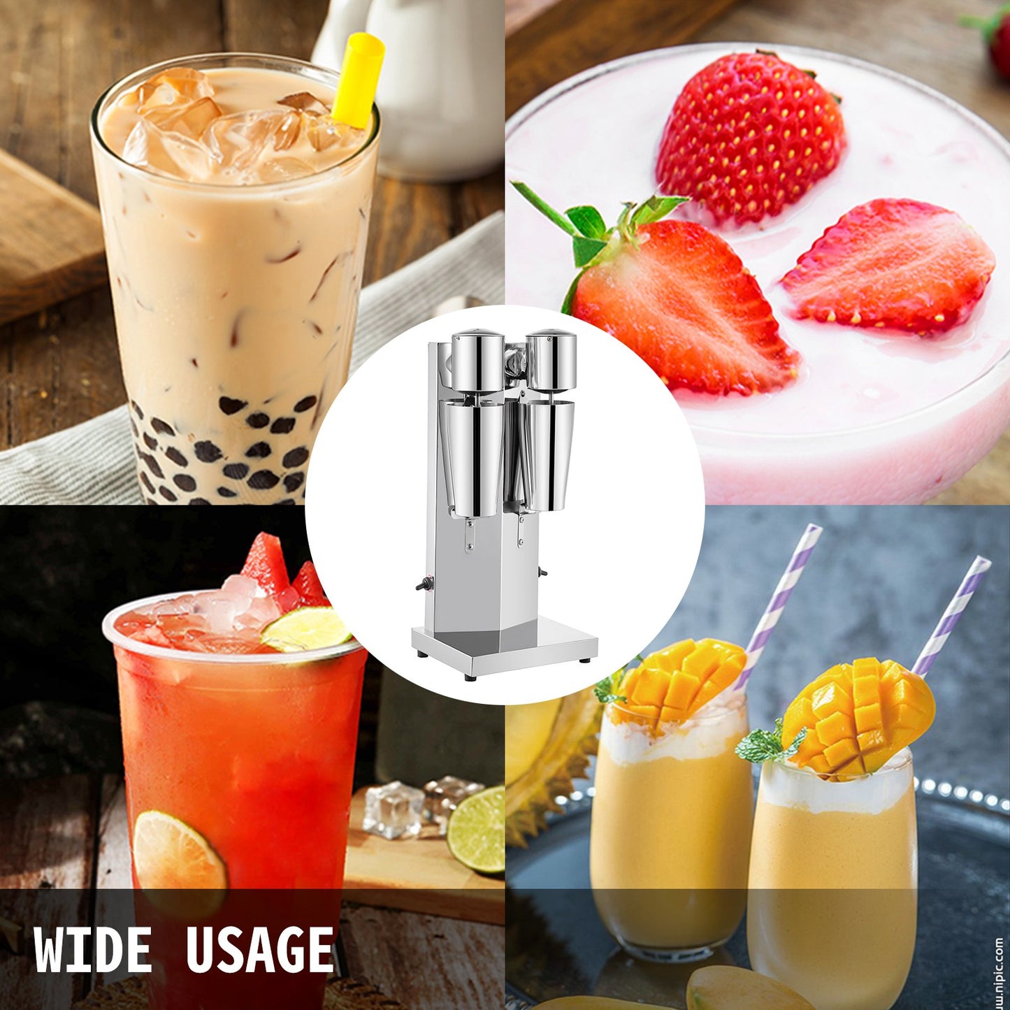 Commercial Milkshake Maker Machine Double Heads Thickshake Frother Stainless - Image 7