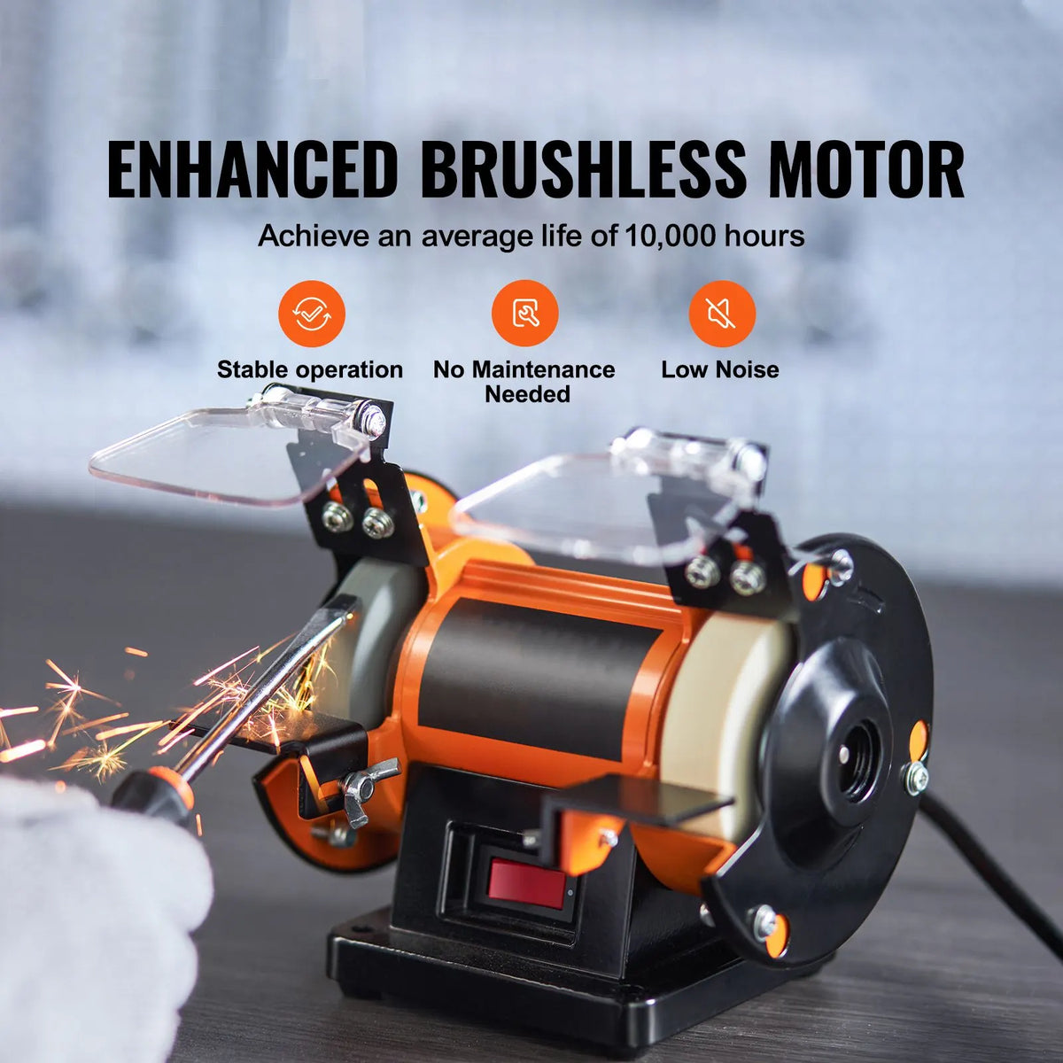 Jewelry Polisher, Bench Grinder Polishing & Buffing Machine, 3590RPM Bench Lathe Polisher with 1 Wool Wheel & 1 Abrasive Fiber Wheel & 1 Grinding Wheel & 100pcs Tools - Image 2