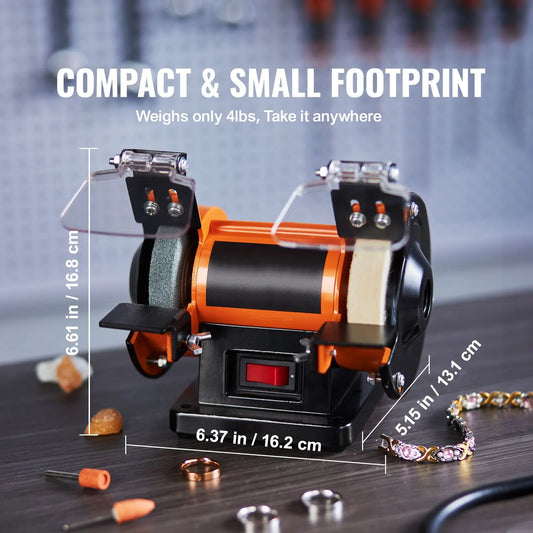 Jewelry Polisher, Bench Grinder Polishing & Buffing Machine, 3590RPM Bench Lathe Polisher with 1 Wool Wheel & 1 Abrasive Fiber Wheel & 1 Grinding Wheel & 100pcs Tools - Image 4