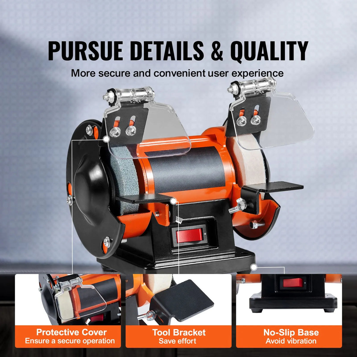 Jewelry Polisher, Bench Grinder Polishing & Buffing Machine, 3590RPM Bench Lathe Polisher with 1 Wool Wheel & 1 Abrasive Fiber Wheel & 1 Grinding Wheel & 100pcs Tools - Image 5