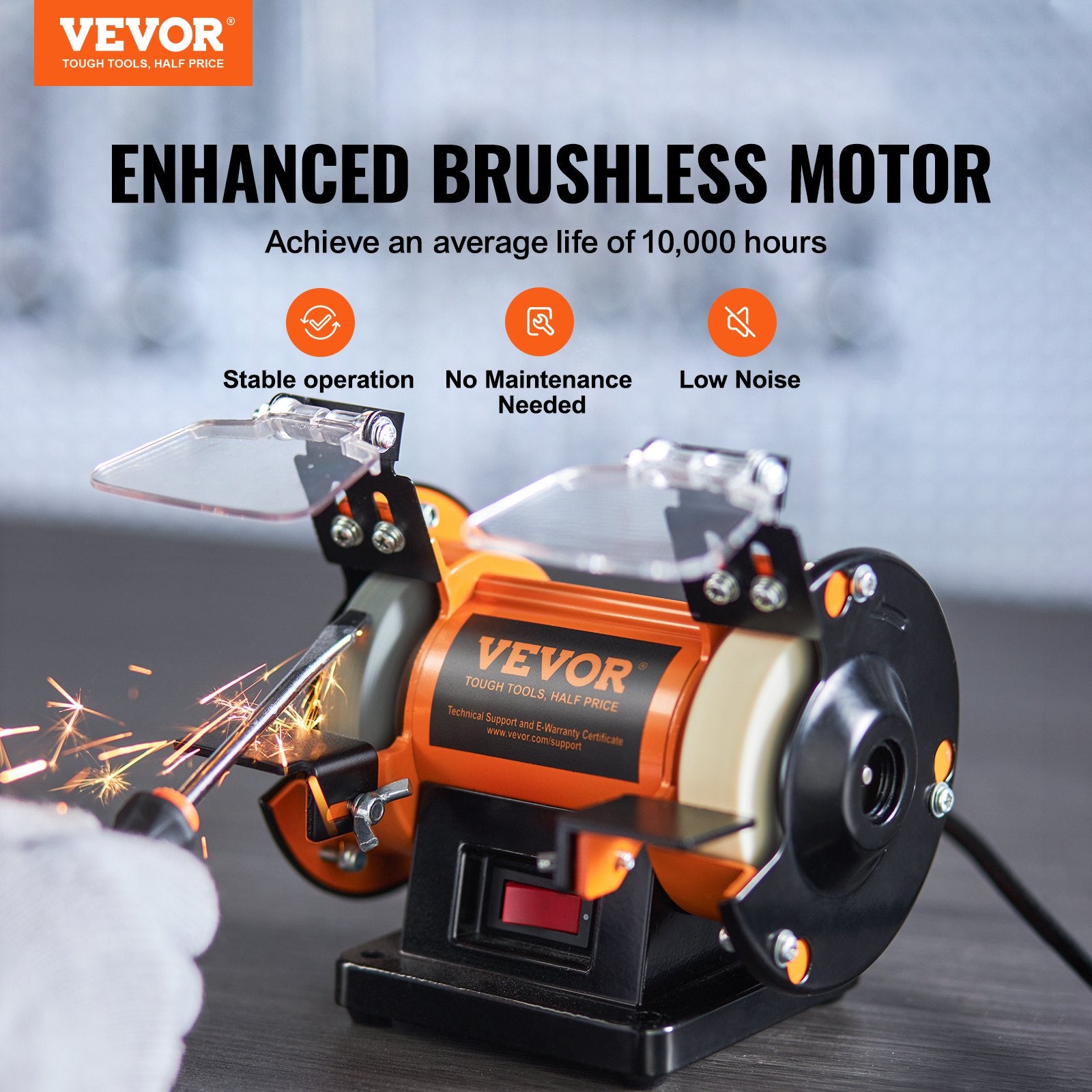 Jewelry Polisher, Bench Grinder Polishing & Buffing Machine, 3590RPM Bench Lathe Polisher with 1 Wool Wheel & 1 Abrasive Fiber Wheel & 1 Grinding Wheel & 100pcs Tools - Image 2